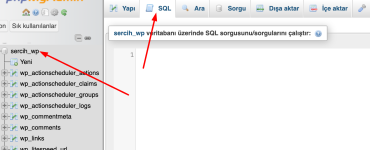 phpMyAdmin SQL Ekranı